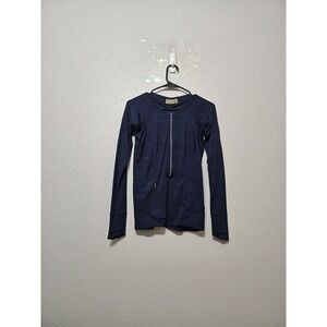 Athleta Womens XS Navy Quarter Zip Athletic Top Thumbholes Zip Pocket Yoga